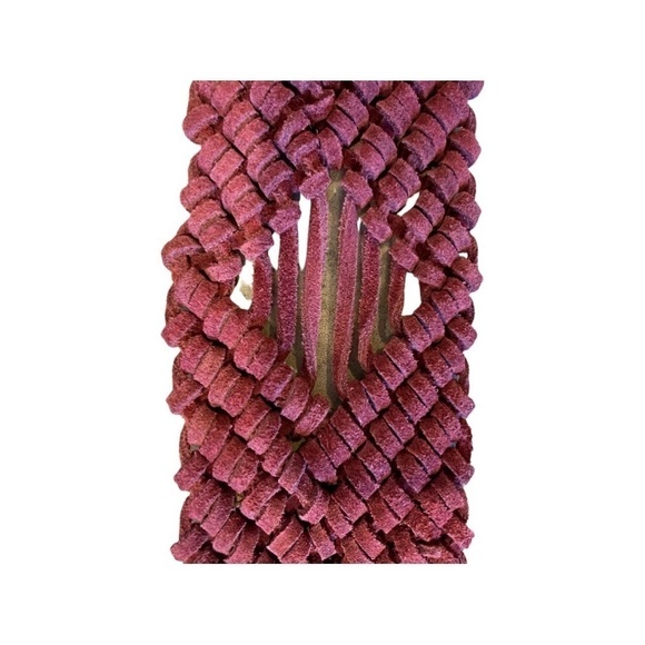 Genuine Leather Suede Boho Belt Raspberry Pink with Silver Rings Women’s Size M. main image 4